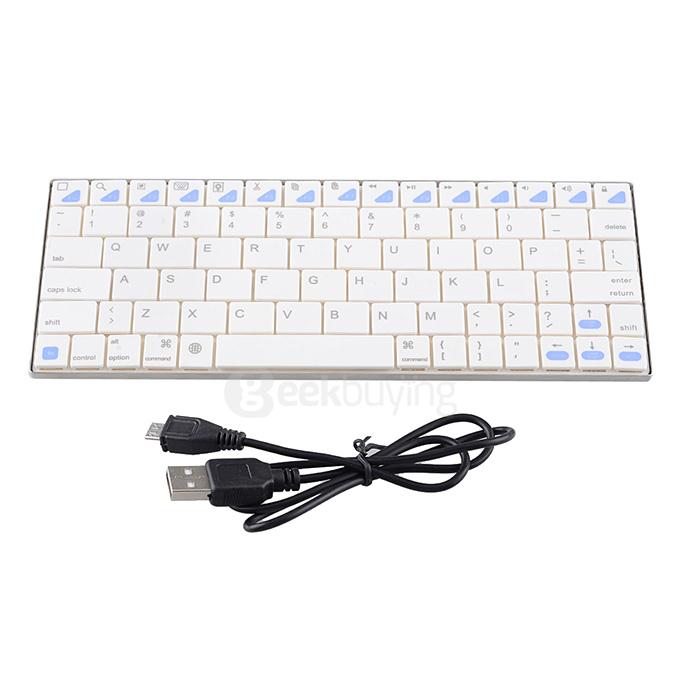 K77 Rechargeable Handheld Mini USB Bluetooth 3.0 80-Key Wireless Keyboard - White