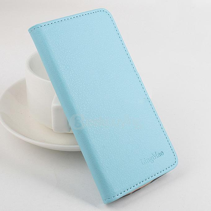 Litchi Texture Protective Hard Cover Flip Stand Leather Case for XIAOMI Redmi Note 2 Smartphone - Blue