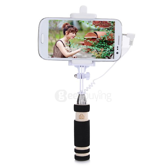 Super Mini Handy Selfie Stick Universal Handheld Monopod Self Timer Selfie Pole for IOS Android - Black