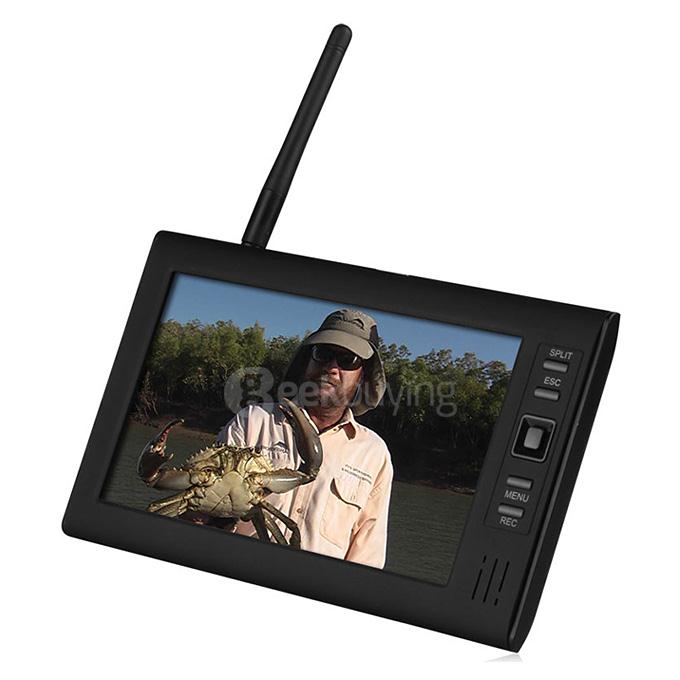 SY602E11 Digital 2.4G 7 Inch Wireless Cameras Audio Video Monitors 4CH DVR Security System With IR Night Vision Cameras - Black