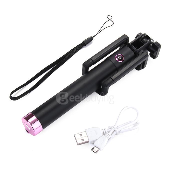 Extendable Mini Wireless Selfie Stick Rechargeable Handheld Bluetooth Monopod For iPhone Samsung HTC SONY - Purple
