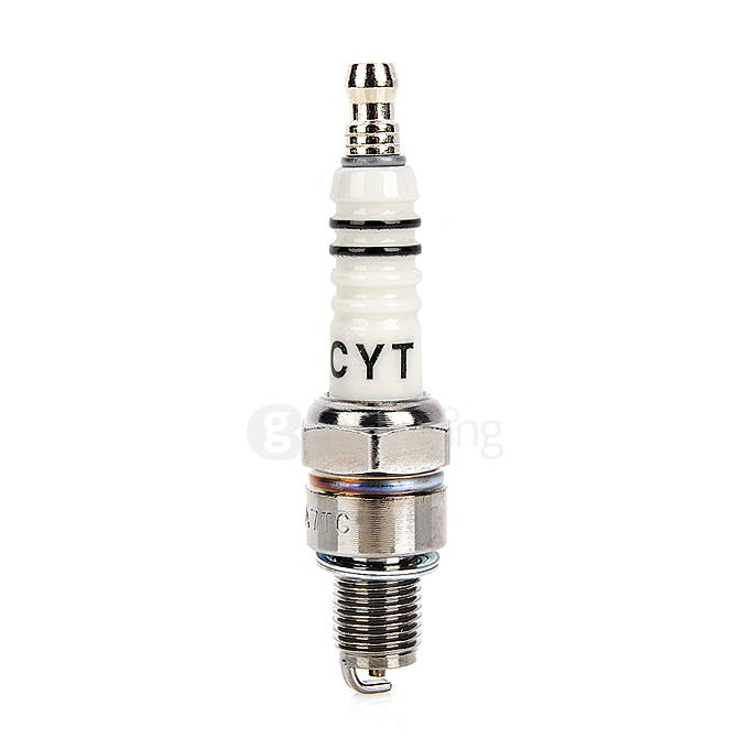 CYT A7TC Alloy Steel Spark Plug for Honda Suzuki Yamaha - White + Beige