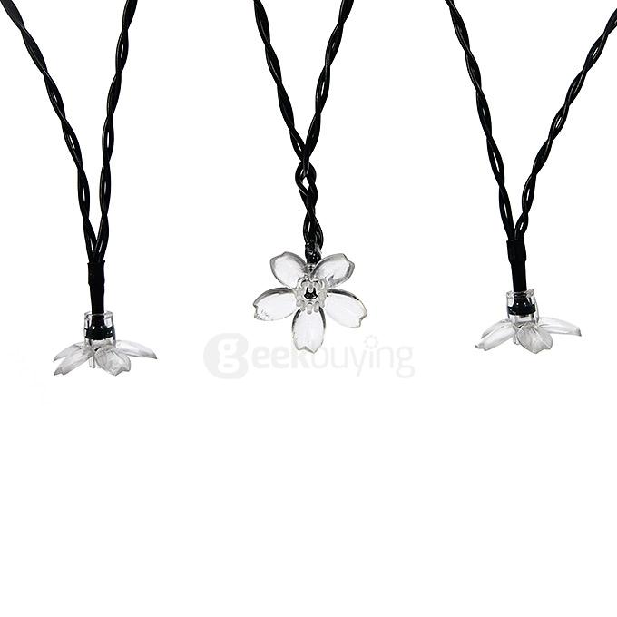 4.8m 20 LED Sakura Lights Solar Outdoor Fairy Flower String Lights for Garden Patio Path Christmas Indoor - Rainbow