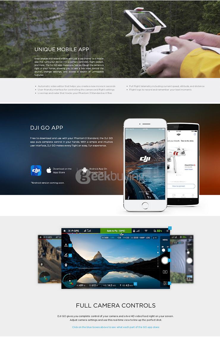 DJI Phantom 3 Standard FPV Quadcopter 12MP Camera Shoots 2.4K Video RC Drone RTF - White + Purple