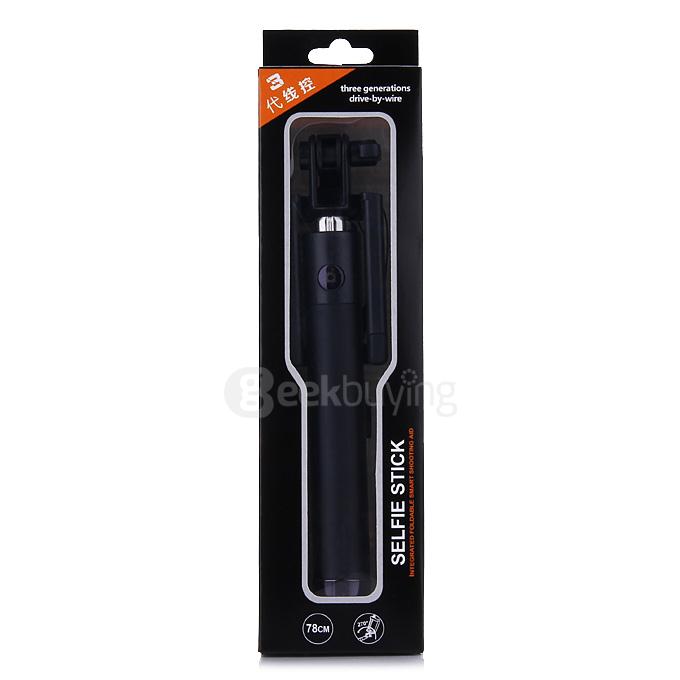 Luxury Wired Self Portrait Selfie Stick Handheld Monopod Extendable Stick For iPhone Samsung HTC Smartphones - Black