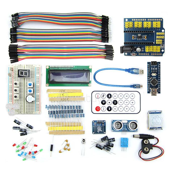Nano BreadBoard Kit with IO Expansion Board/ Sensors / LCD Display Module / Tutorial for Arduino