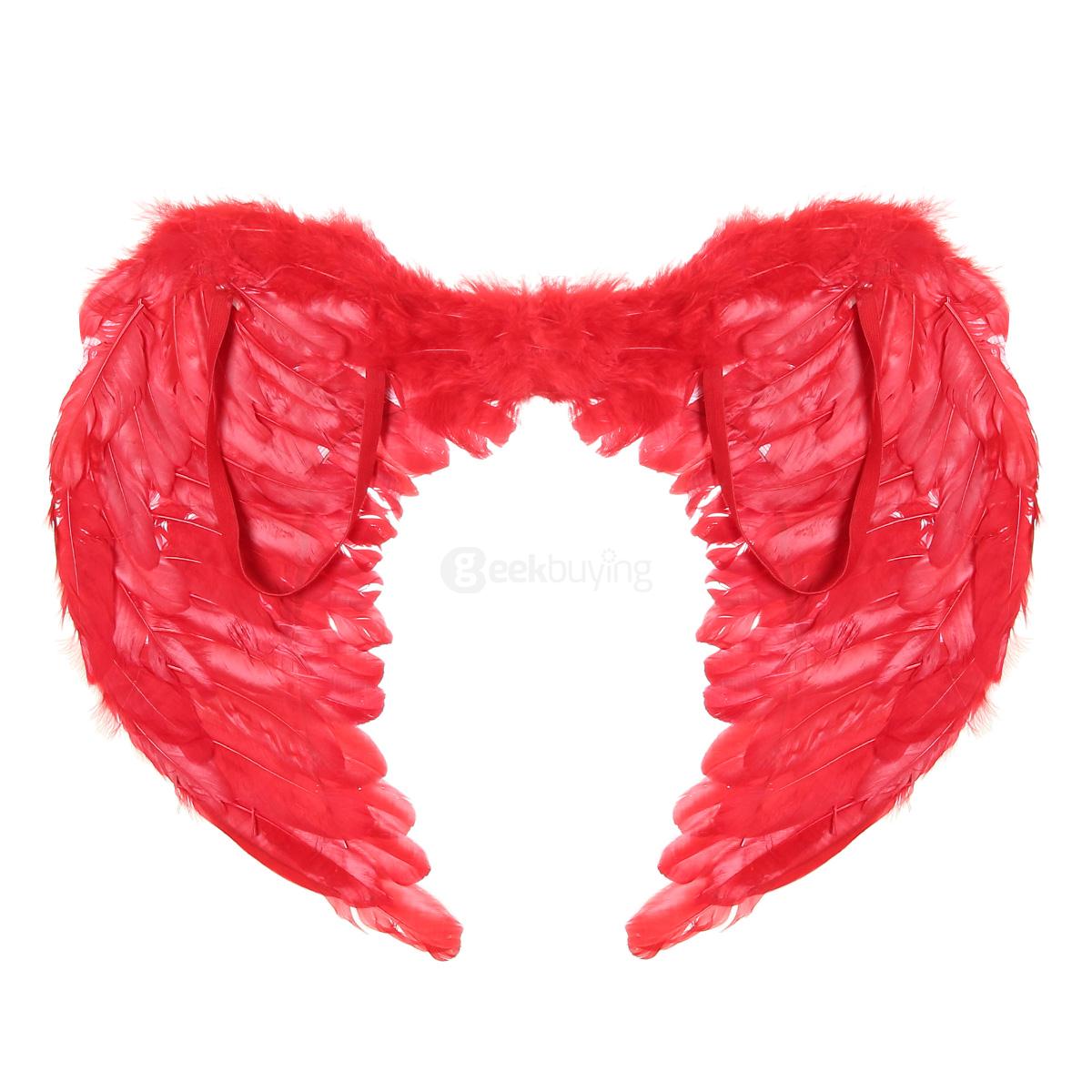 60*45cm Christmas Halloween Costume Feather Angel Wings - Red