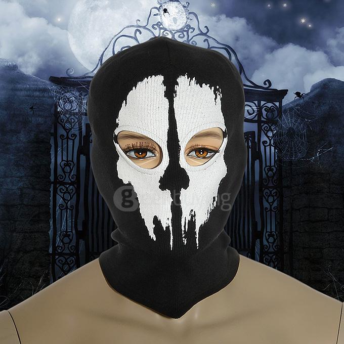 No.9 Outdoor Halloween Cosplay Skull Skeleton Ghost Head Mask - Black + White