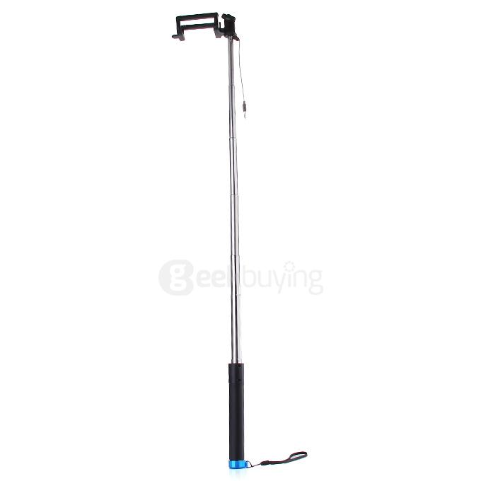 Luxury Wired Self Portrait Selfie Stick Handheld Monopod Extendable Stick For iPhone Samsung HTC Smartphones - Blue
