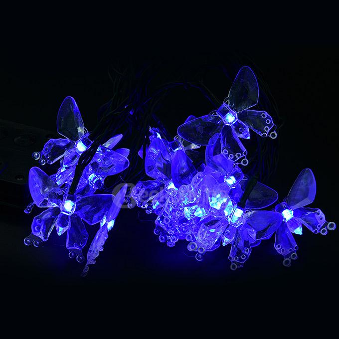 4.8m 20 LED Butterfly Solar Fairy String Lights Waterproof Lights for Garden Patio Path Christmas Indoor - Blue