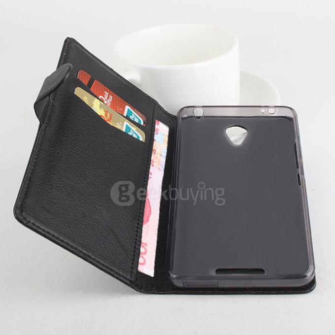 Litchi Texture Protective Hard Cover Flip Stand Leather Case for XIAOMI Redmi Note 2 Smartphone - Black