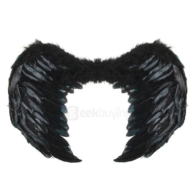 60*45cm Christmas Halloween Costume Feather Angel Wings - Black