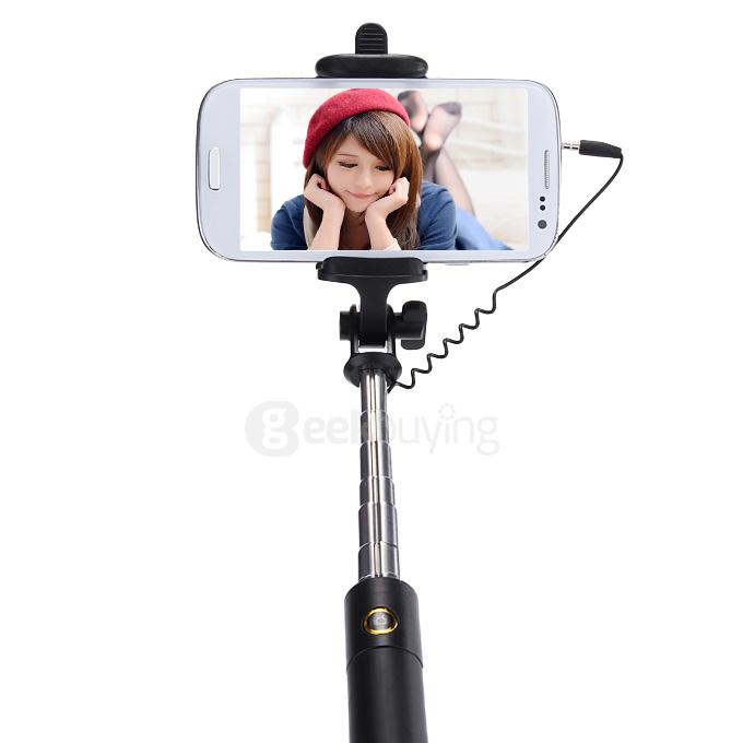 Luxury Wired Self Portrait Selfie Stick Handheld Monopod Extendable Stick For iPhone Samsung HTC Smartphones - Gold
