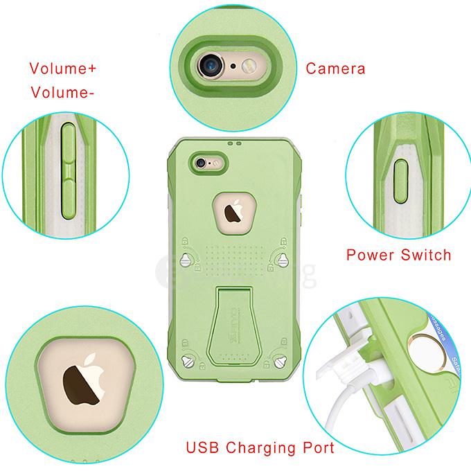 RIYO Waterproof Shockproof Dirtproof SnowProof IP68 Standard Cover Case Protective Case For iPhone 6 Plus / iPhone 6s Plus - Green