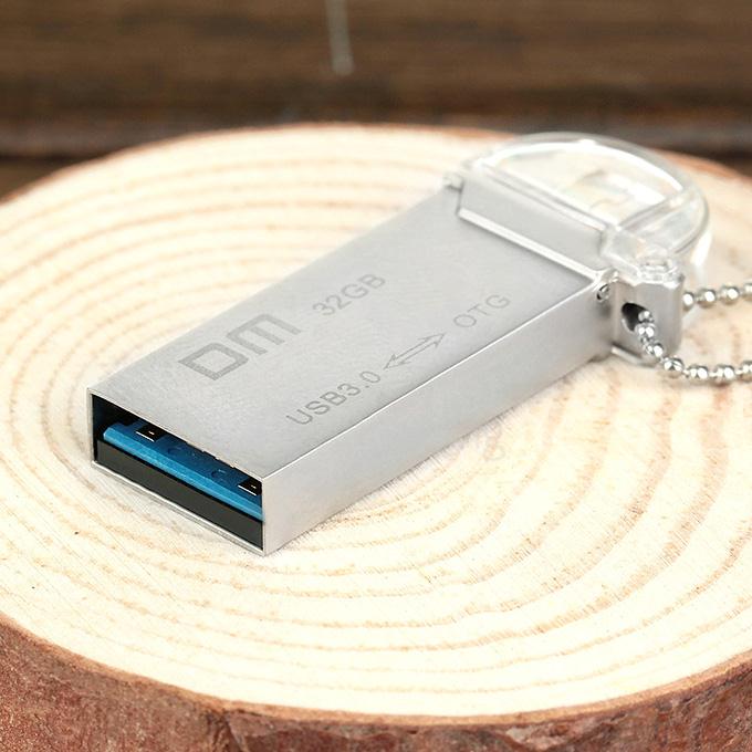 DM PD009 Waterproof 32GB USB 3.0 + Micro USB OTG Flash Drive U Disk for Smart Phone & Computer - Silver