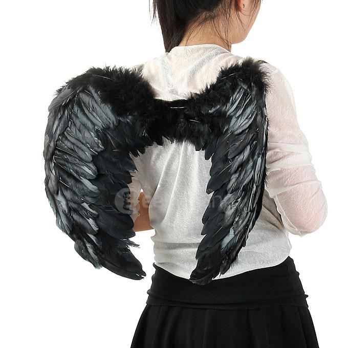 60*45cm Christmas Halloween Costume Feather Angel Wings - Black