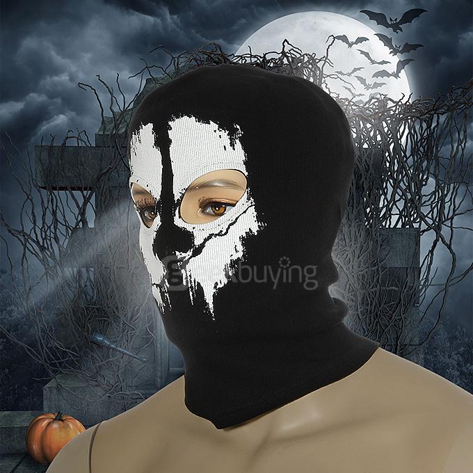 No.10 Outdoor Halloween Cosplay Skull Skeleton Ghost Head Mask - Black + White