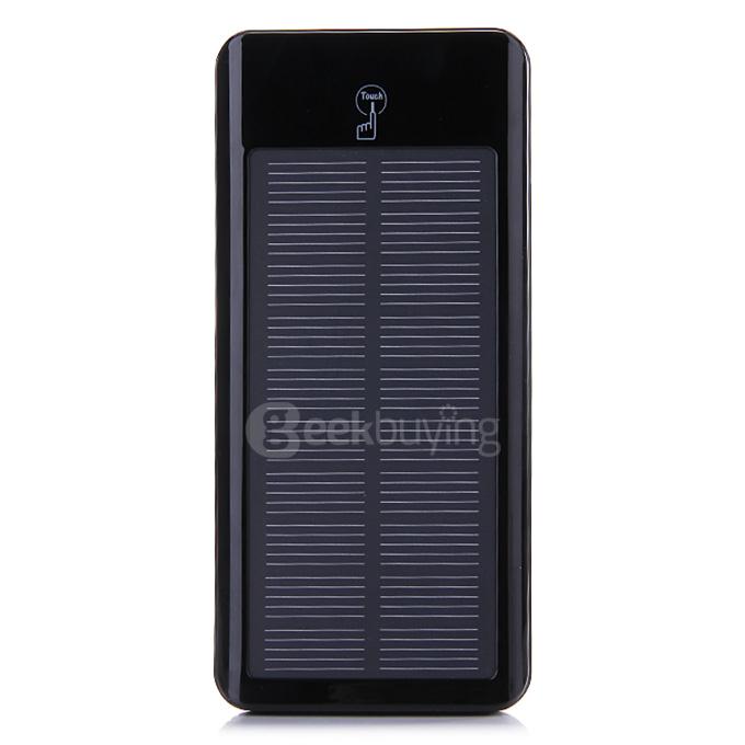 12000mAh Dual USB Solar Charger External Portable Battery Touch Screen Power Bank for Phone Tablet MP3/4 Camera - Black
