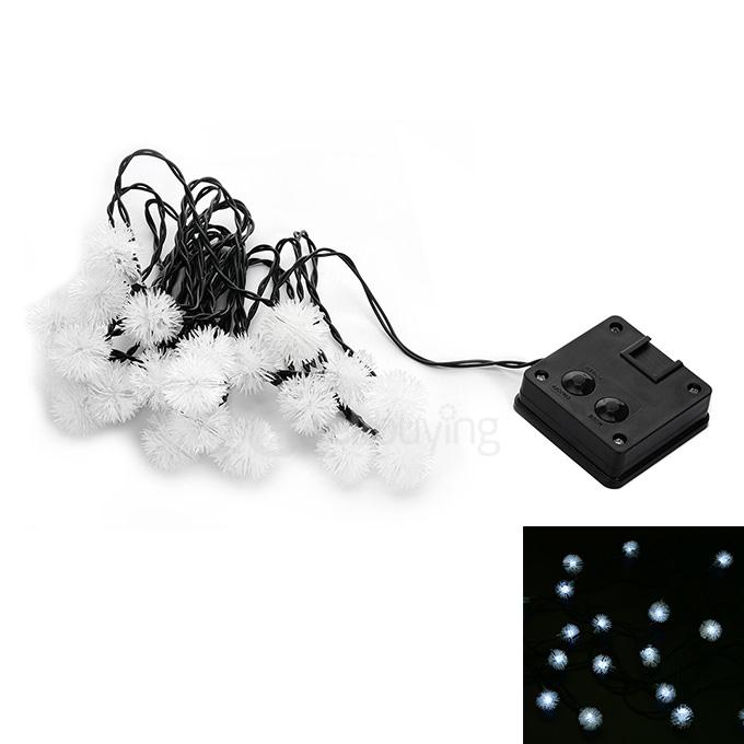 4.8m 20 LED Solar Outdoor String Lights Fairy Lights Chuzzle Ball Solar Powered Outdoor String Lights - White