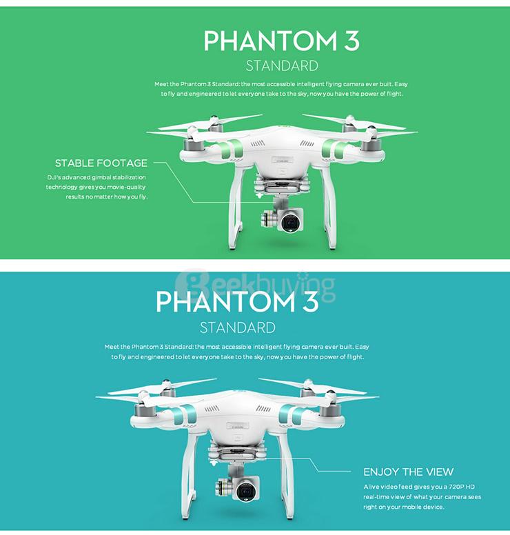 DJI Phantom 3 Standard FPV Quadcopter 12MP Camera Shoots 2.4K Video RC Drone RTF - White + Purple
