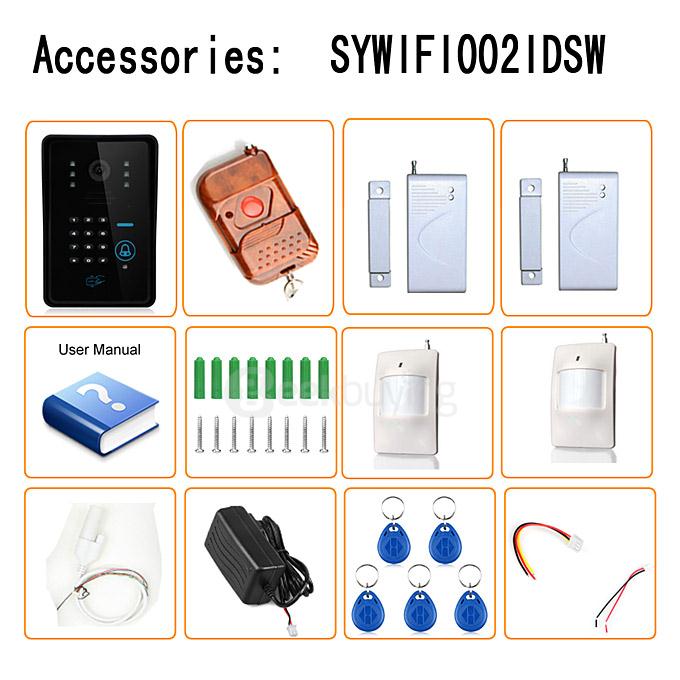 ENNIO SYWIFI002IDSW WIFI Wireless Video Door Phone System with Home Alarm System Card Unlock Function & Remote Wireless Control(US Plug) - Black