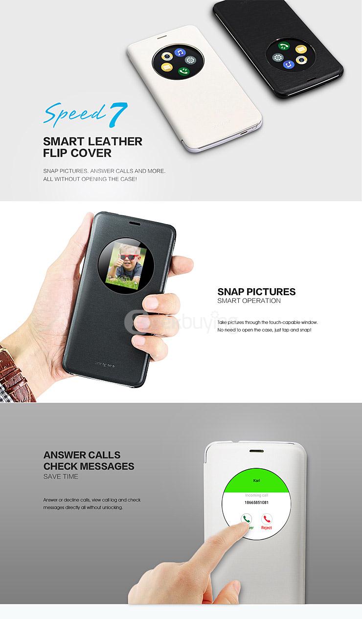 Original Protective PU Leather Hard Flip Cover Shell for ZOPO Speed 7 - White