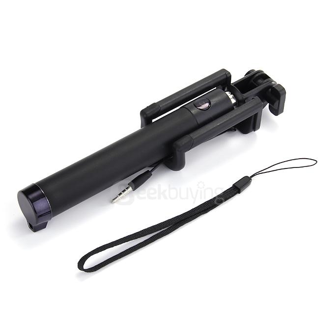 Luxury Wired Self Portrait Selfie Stick Handheld Monopod Extendable Stick For iPhone Samsung HTC Smartphones - Black