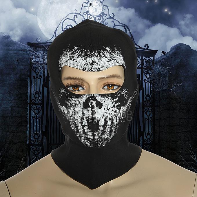 No.4 Outdoor Halloween Cosplay Skull Skeleton Ghost Head Mask - Black + White