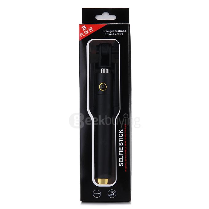 Luxury Wired Self Portrait Selfie Stick Handheld Monopod Extendable Stick For iPhone Samsung HTC Smartphones - Gold