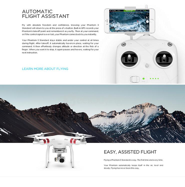 DJI Phantom 3 Standard FPV Quadcopter 12MP Camera Shoots 2.4K Video RC Drone RTF - White + Pink