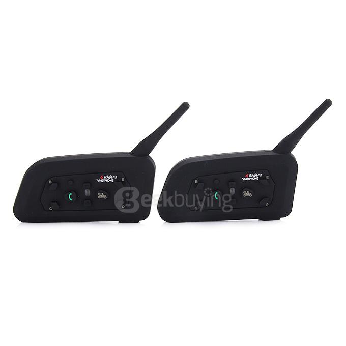 V6-1200 Bluetooth 3.0 Motorcycle Helmet Bluetooth Headeset Interphone BT Wireless Intercom - Black
