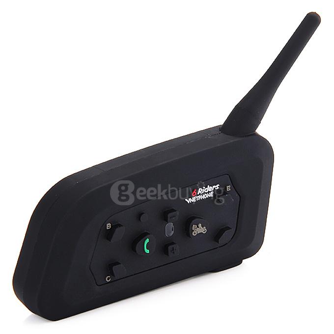 V6-1200 Bluetooth 3.0 Motorcycle Helmet Bluetooth Headeset Interphone BT Wireless Intercom - Black