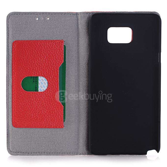 Litchi Texture Leather Case With Holder/Card Slots/Wallet For Samsung Galaxy Note 5 - Red