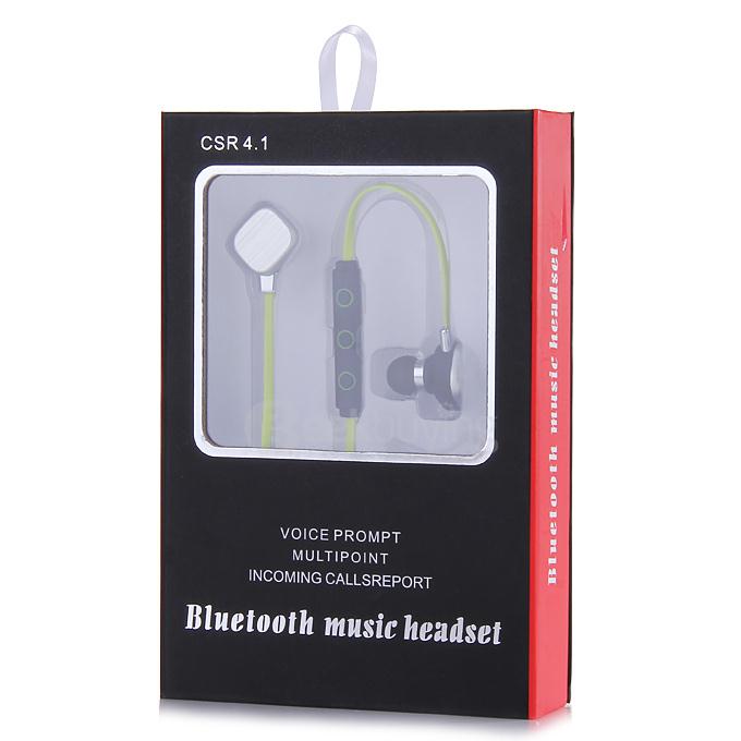 IP55 Wireless Bluetooth Earphone CSR 4.1 Voice Prompt Multipoint Music Headset Stereo Sports Earpiece with MIC - Yellow