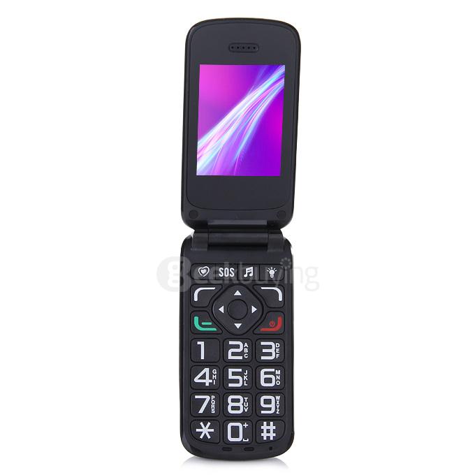 VKworld Diamond Z2 2.4inch TFT Color Display Screen Flip Rotation Cellphone Elder People Mobile Phone - Black