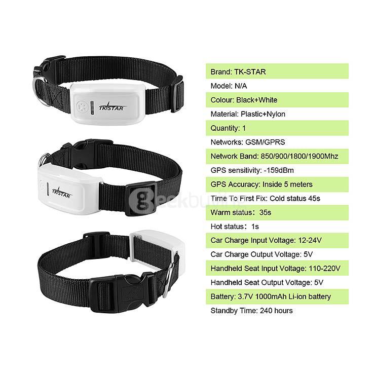 TK-STAR Smart Pet Tracker iPhone Android APP Tracking Real Time GSM GPS w/ Electronic Fence