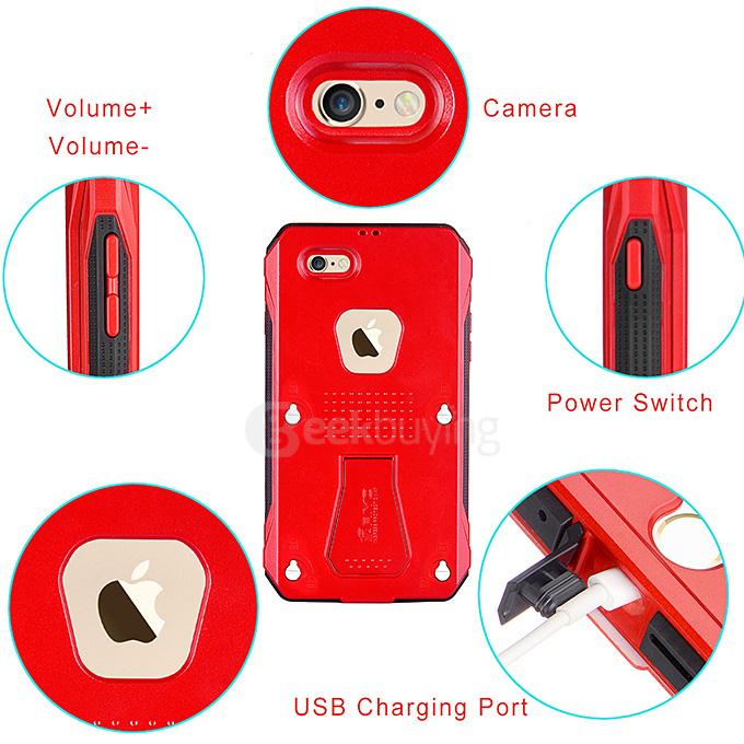 RIYO Waterproof Shockproof Dirtproof SnowProof IP68 Standard Cover Case Protective Case For Apple iPhone 6 / iphone 6s 4.7inch - Red