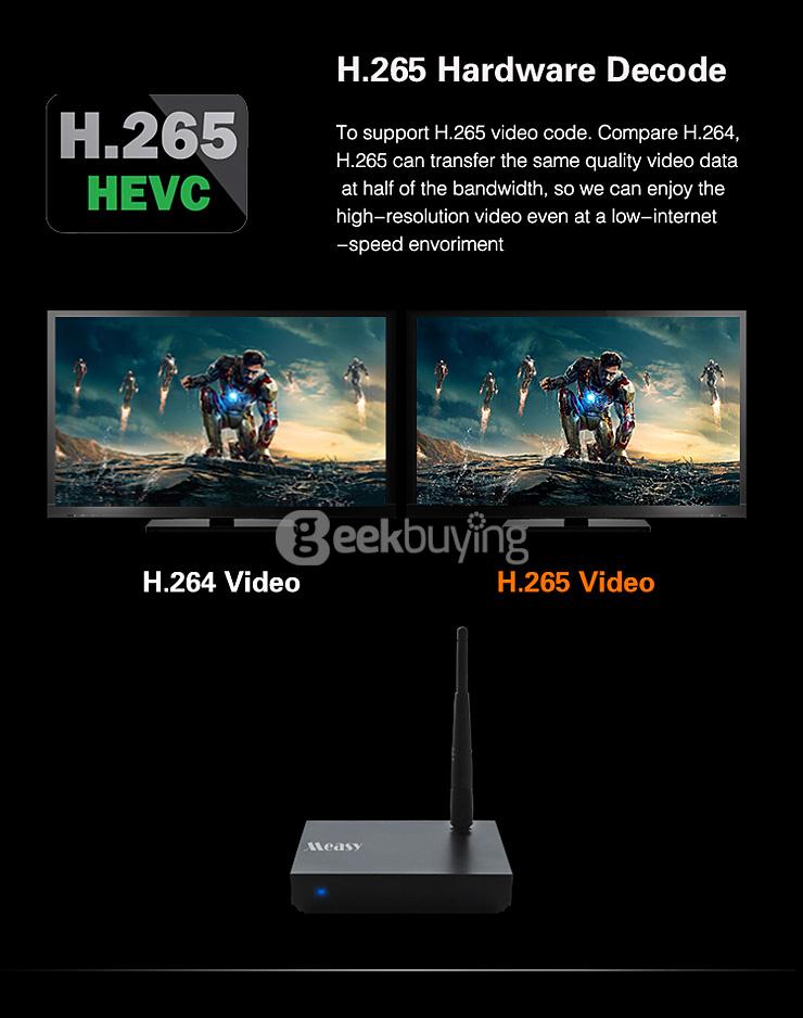 Measy B4T Android 5.1 4K TV BOX RK3368 Octa Core 1G/8G 802.11 b/g/n 2.4G Gigabit LAN Bluetooth 4.0 XBMC H.265