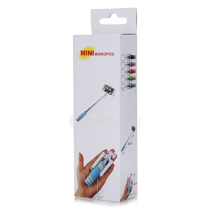 Super Mini Handy Selfie Stick Universal Handheld Monopod Self Timer Selfie Pole for IOS Android - Blue