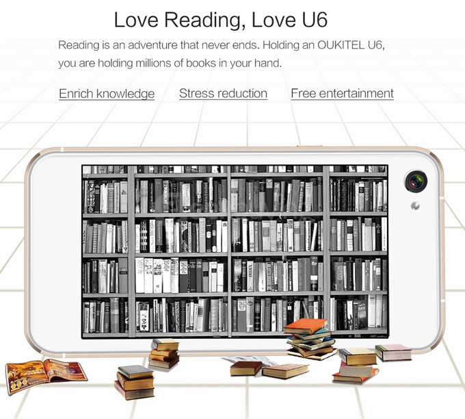 OUKITEL U6 5.0inch Dual Screen 64-Bit 4G LTE Android 5.1 1GB 16GB Smartphone 64bit MT6735 Quad Core 2.0/8.0MP E-ink Screen - White