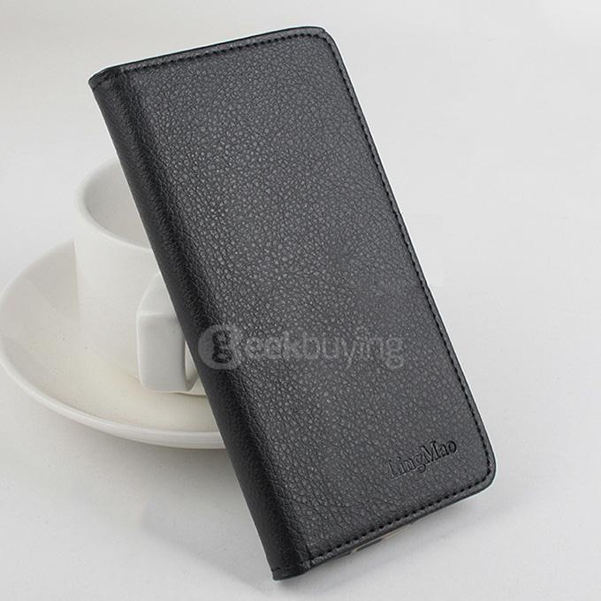 Litchi Texture Protective Hard Cover Flip Stand Leather Case for XIAOMI Redmi Note 2 Smartphone - Black