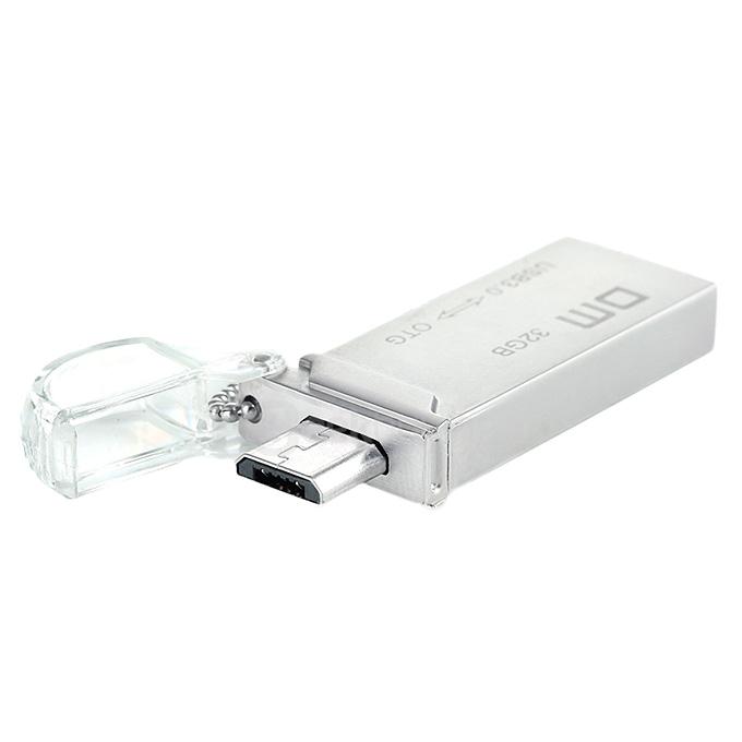 DM PD009 Waterproof 32GB USB 3.0 + Micro USB OTG Flash Drive U Disk for Smart Phone & Computer - Silver