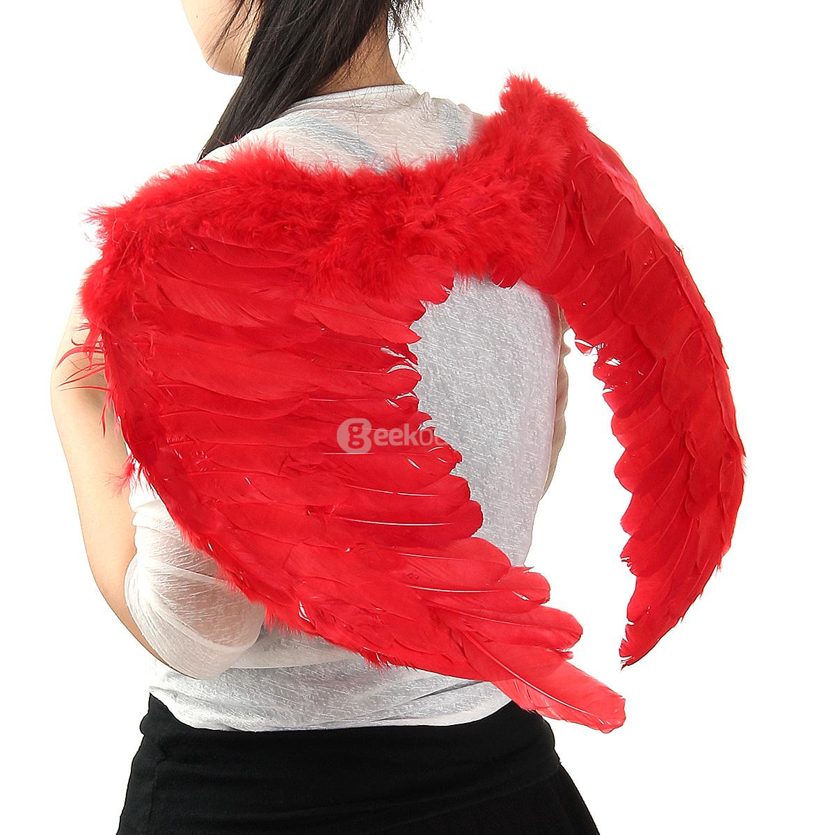 60*45cm Christmas Halloween Costume Feather Angel Wings - Red