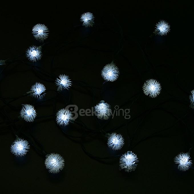 4.8m 20 LED Solar Outdoor String Lights Fairy Lights Chuzzle Ball Solar Powered Outdoor String Lights - White