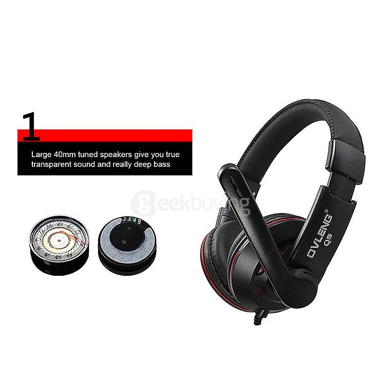 Ovleng Q5 Fashion Stereo Game Headphone Super Bass USB Headset With Rotary Mic For PC Laptop - Black