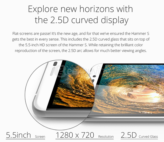 UMI HAMMER S 5.5inch HD 4G FDD-LTE Android 5.1 2GB 16GB Smartphone 64bit MTK6735M Quad Core TOUCH ID Smart Wake - White