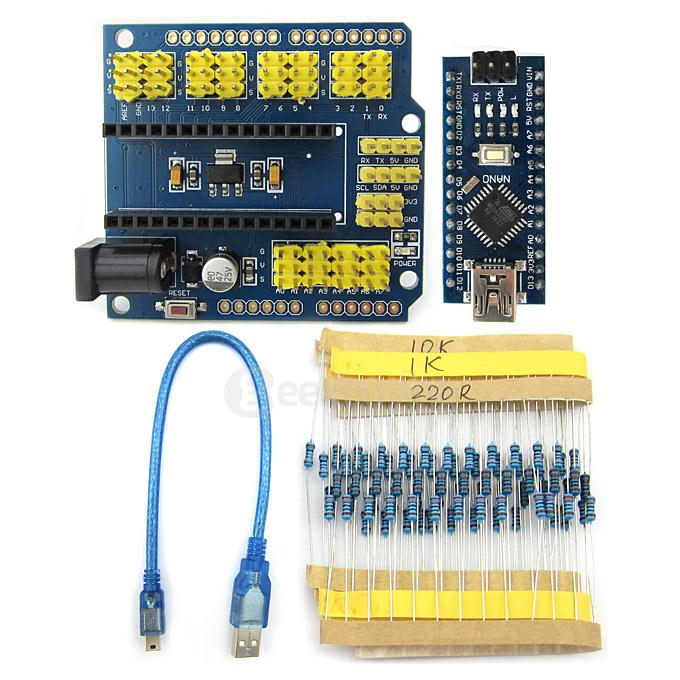Nano BreadBoard Kit with IO Expansion Board/ Sensors / LCD Display Module / Tutorial for Arduino