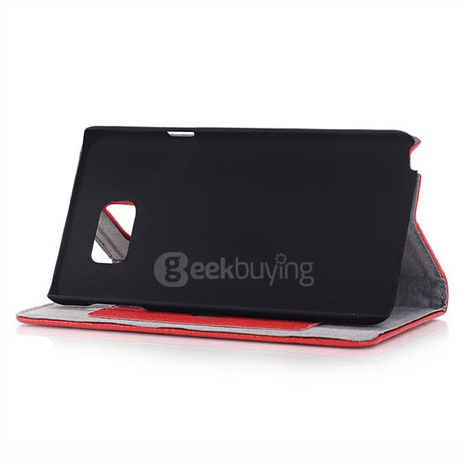 Litchi Texture Leather Case With Holder/Card Slots/Wallet For Samsung Galaxy Note 5 - Red