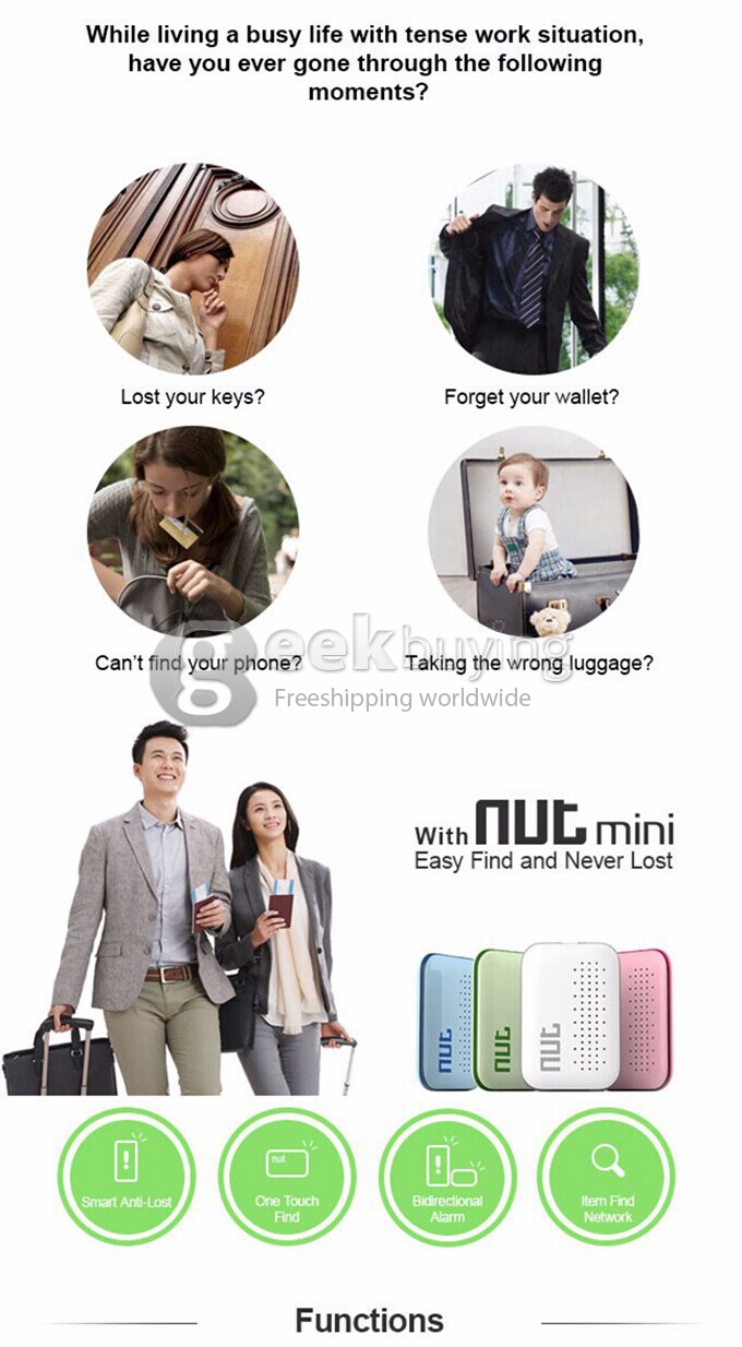 New Nut2 Update Mini Nut3 Smart Finder Bluetooth WiFi Tracker GPS Locator Wallet Phone Key Anti-lost Alarm - Pink