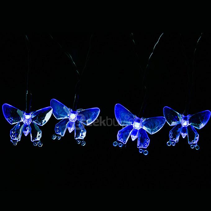 4.8m 20 LED Butterfly Solar Fairy String Lights Waterproof Lights for Garden Patio Path Christmas Indoor - Blue